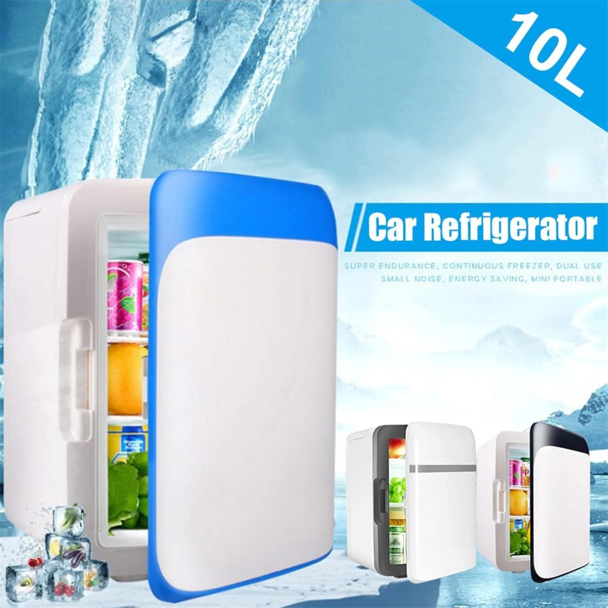 ⁦VVBNGVH Small refrigerator Mini Portable Car Fridge 10L Travel Refrigerator Cooler Travel Warmer for Auto Home Office Outdoor Picnic Travel Car Accessories(Black)⁩ - الصورة ⁦5⁩