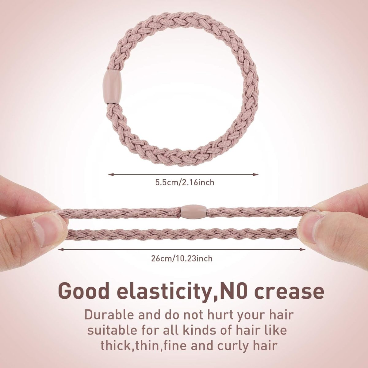 ⁦Chuangdi 12 Pieces Cotton Hair Ties Braided Hair Bands Elastic Hair Ties Ropes Braided Ponytail Holders Hair Accessories for Women Girls Thick Heavy and Curly Hair (Mixed Colors)⁩ - الصورة ⁦2⁩