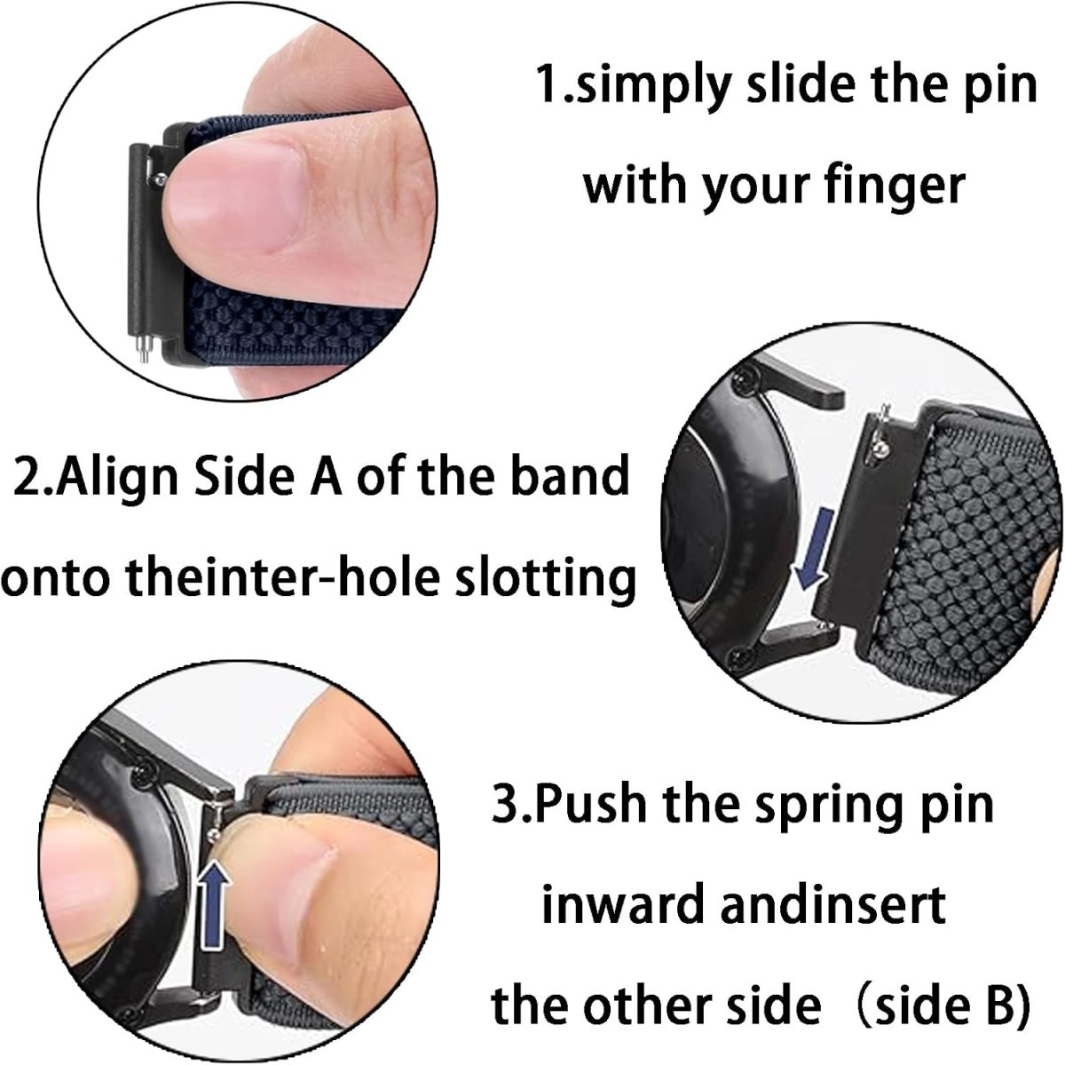 ⁦Duomama Adjustable Nylon Solo Loop Watch Bands for Men - Compatible with 22mm - Quick Release Replacement Wristband - Stretchy Fabric Braided Sport Elastic Straps⁩ - الصورة ⁦6⁩