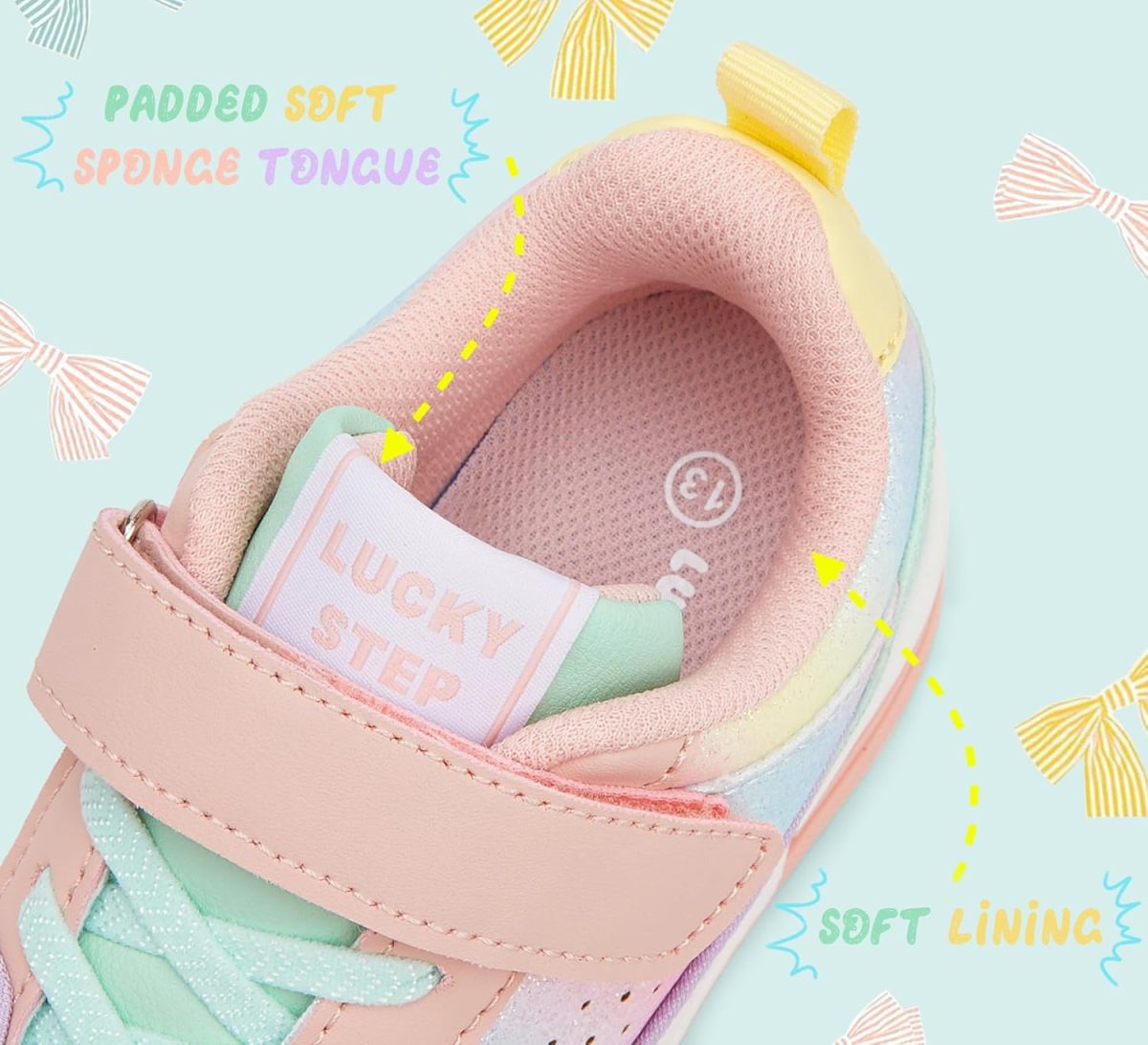⁦LUCKY STEP Kid's Slip On Sneaker Comfort Casual Running Tennis School Low Top Sneaker Strap Athletic Walking Shoes for Children/Boys/Girls⁩ - الصورة ⁦5⁩