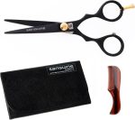 Sanguine Professional Mustache Scissors, Beard Trimming Scissors, Extremely Sharp 4.5" (11.5cm) + Case