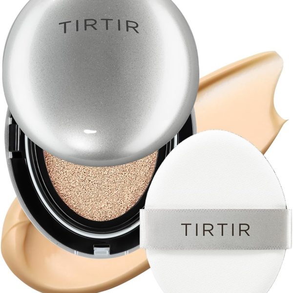 TIRTIR Aura Glow Silver Cushion | Korean cushion foundation, (#23N Sand, Full Size, 0.63 Fl Oz)