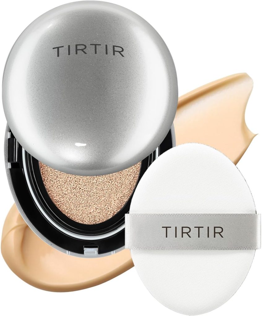 TIRTIR Aura Glow Silver Cushion | Korean cushion foundation, (#23N Sand, Full Size, 0.63 Fl Oz)