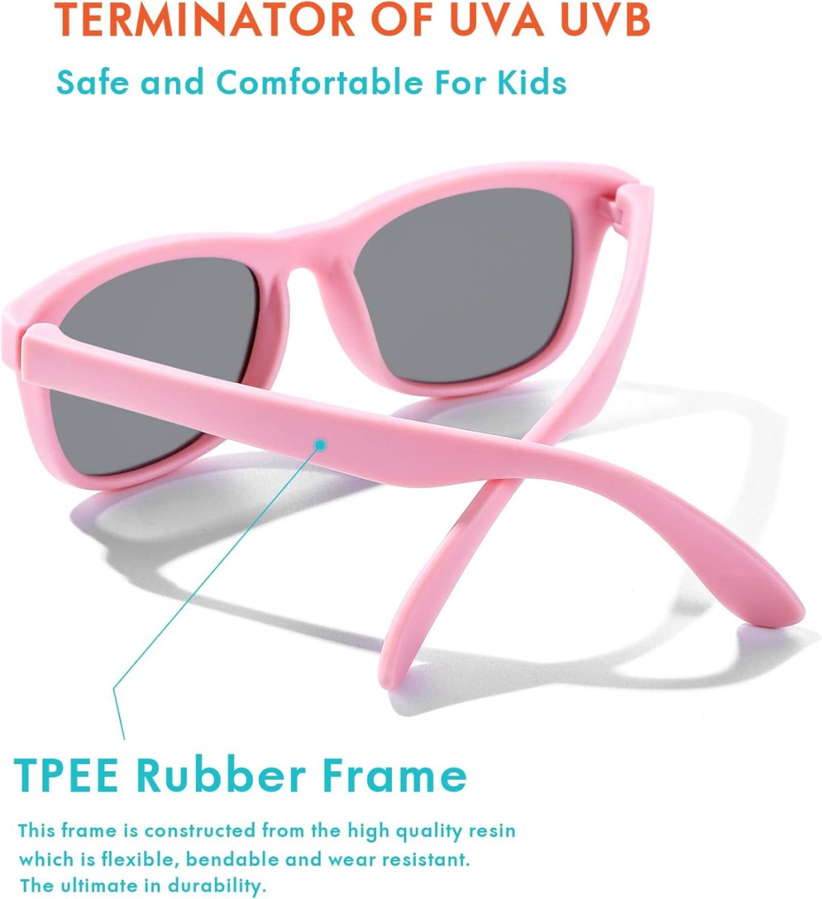 ⁦Flexible Kids Sunglasses Polarized Sun Glasses Girls Boys Shades UV400 Protection Eyewear for Age 2-8⁩ - الصورة ⁦4⁩