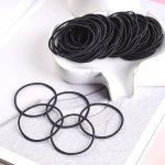 ⁦GoodTool 50 Pcs Black Hair Rope, Tie Hair Tie Ponytail High Elasticity Leather Rope, Women's Seamless Joint Hair Ring, Do Not Hurt the Hair Children's Ponytail Braid Hair Accessories⁩ - الصورة ⁦3⁩