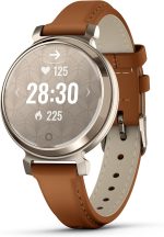⁦GARMIN LILY 2 CREAM GOLD CASE WITH TAN LEATHER BAND⁩ - الصورة ⁦2⁩