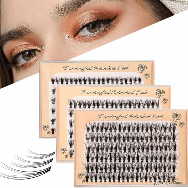 YARDHOBI DIY Lash Extension Kit, Individual Eyelash Extension Kit, 8-10-12mm Mixed Length Natural Lashes Clusters, Faux Mink Lash Clusters Extensions, DIY Lash Extensions at Home (360 Pcs/3 Pack)