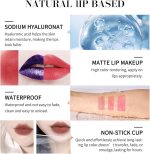 ⁦Lip Stain Peel Off, 3 Colors Lip Tint Peel Off, Matte Peel Off Lip Stain, Non-Stick Cup Tattoo Color Lip Gloss Set, Waterproof Long Lasting Lip Makeup for Women Girls⁩ - الصورة ⁦6⁩