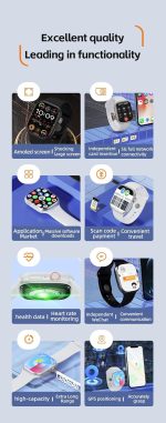 ⁦Original CD99 2025 4G Cellular & WiFi with 190° Rotatable Camera 2:26 inch AMOLED Display Android watch with storage & Play store GPS Face ID •2RAM 32ROM• extra protector & Straps Free⁩ - الصورة ⁦3⁩