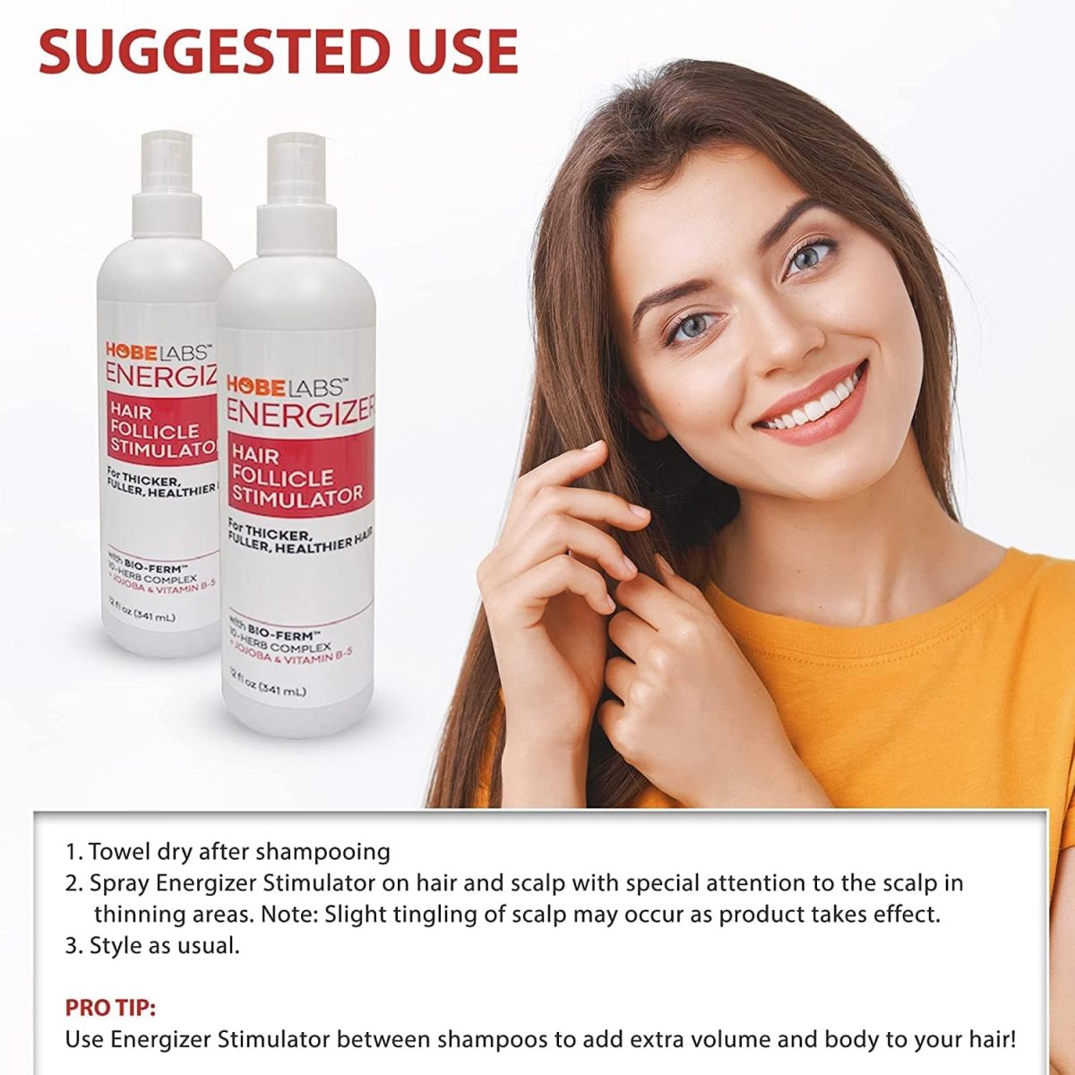 ⁦Hobe Labs Energizer Hair Follicle Stimulator, 8-Fluid Ounce (Pack of 2)⁩ - الصورة ⁦5⁩