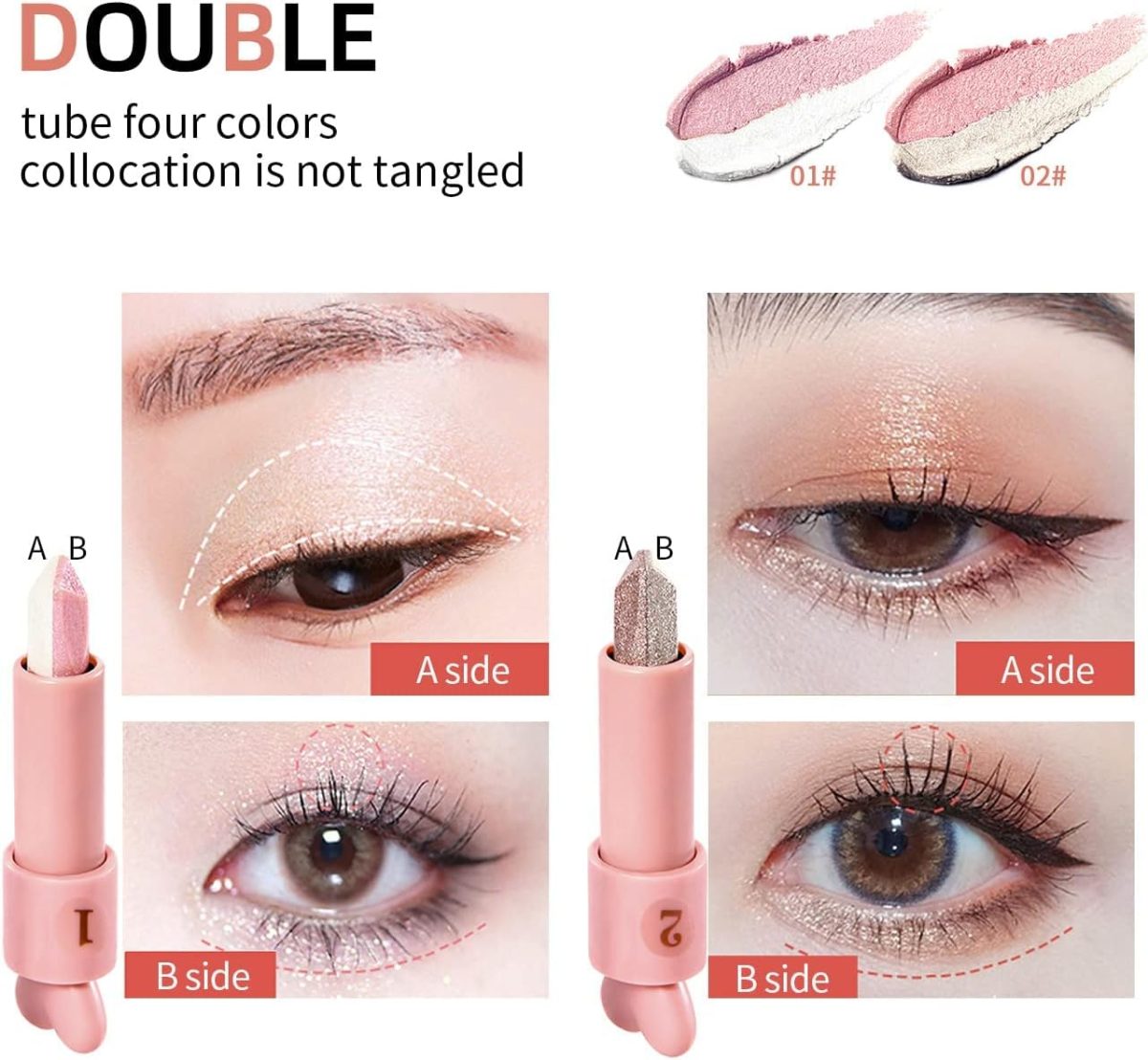 ⁦MAKINGTEC 2Pcs set Matte Velvet Earphone Liquid Lipstick, Waterproof Long Lasting Lipstick Matte Kit with 2Pcs set Glitter Shimmer Eyeshadow Sticks, Long Lasting, Quick Drying, Easy to Apply⁩ - الصورة ⁦7⁩