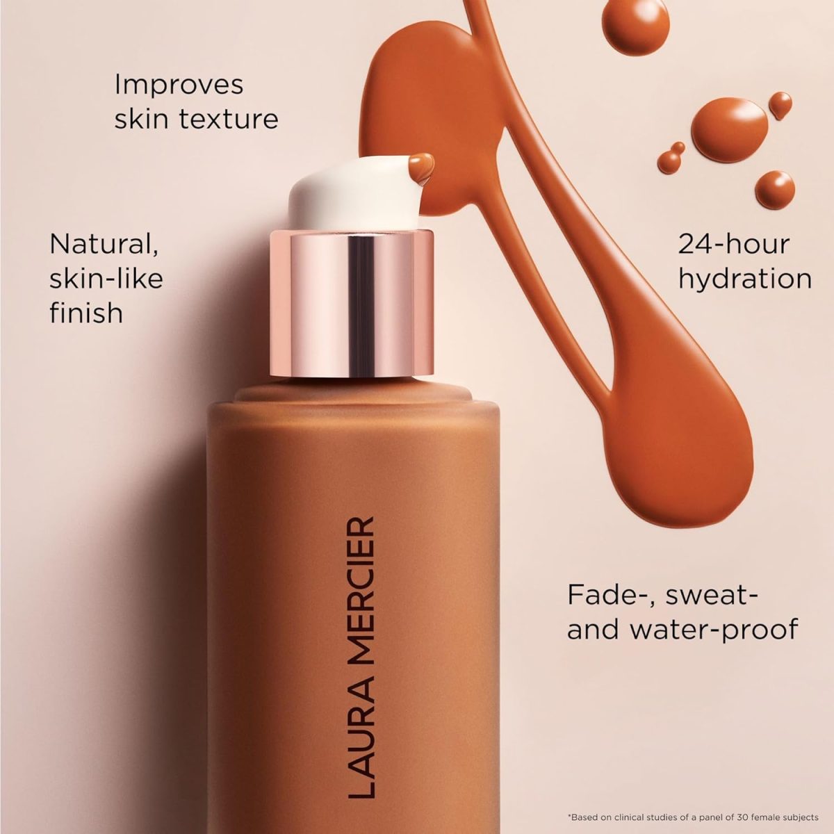⁦Laura Mercier Women's Real Flawless Foundation, 2N1 Cashew, Tan, 1 oz / 30 mL⁩ - الصورة ⁦6⁩