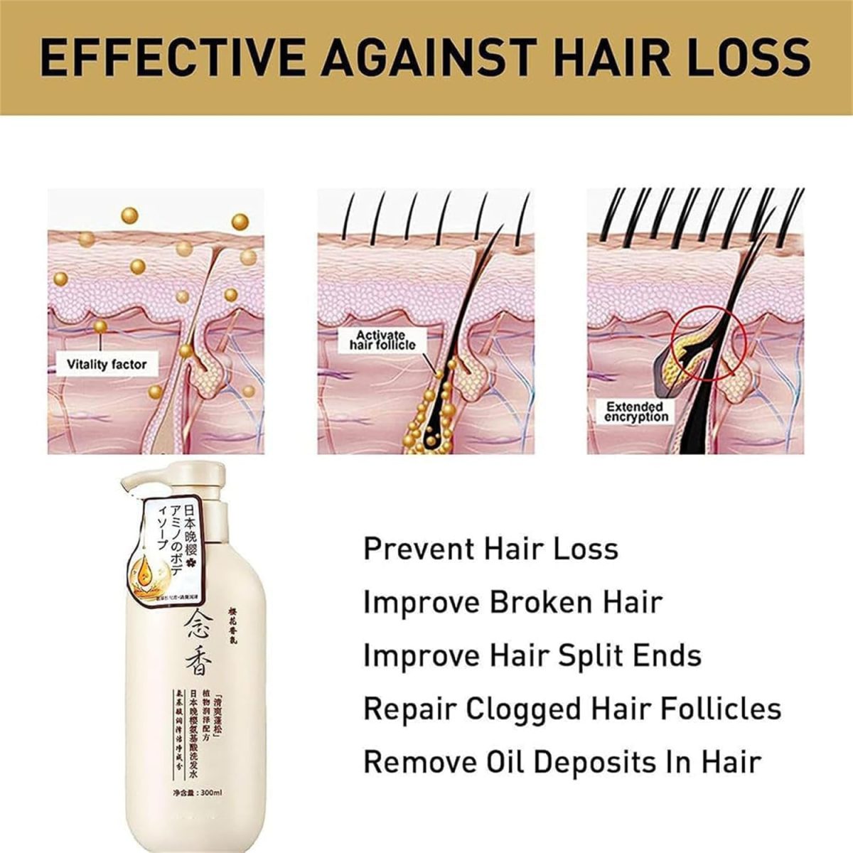 ⁦GIONAR Sakura Japanese Shampoo, Sakura Hair Growth Shampoo, Sakura Shampoo and Conditioner Japanese, Sakura Hair Growth Japan's No. 1 Shampoo, Japan Evening Sakura Amino Acid Shampoo (1set)⁩ - الصورة ⁦4⁩