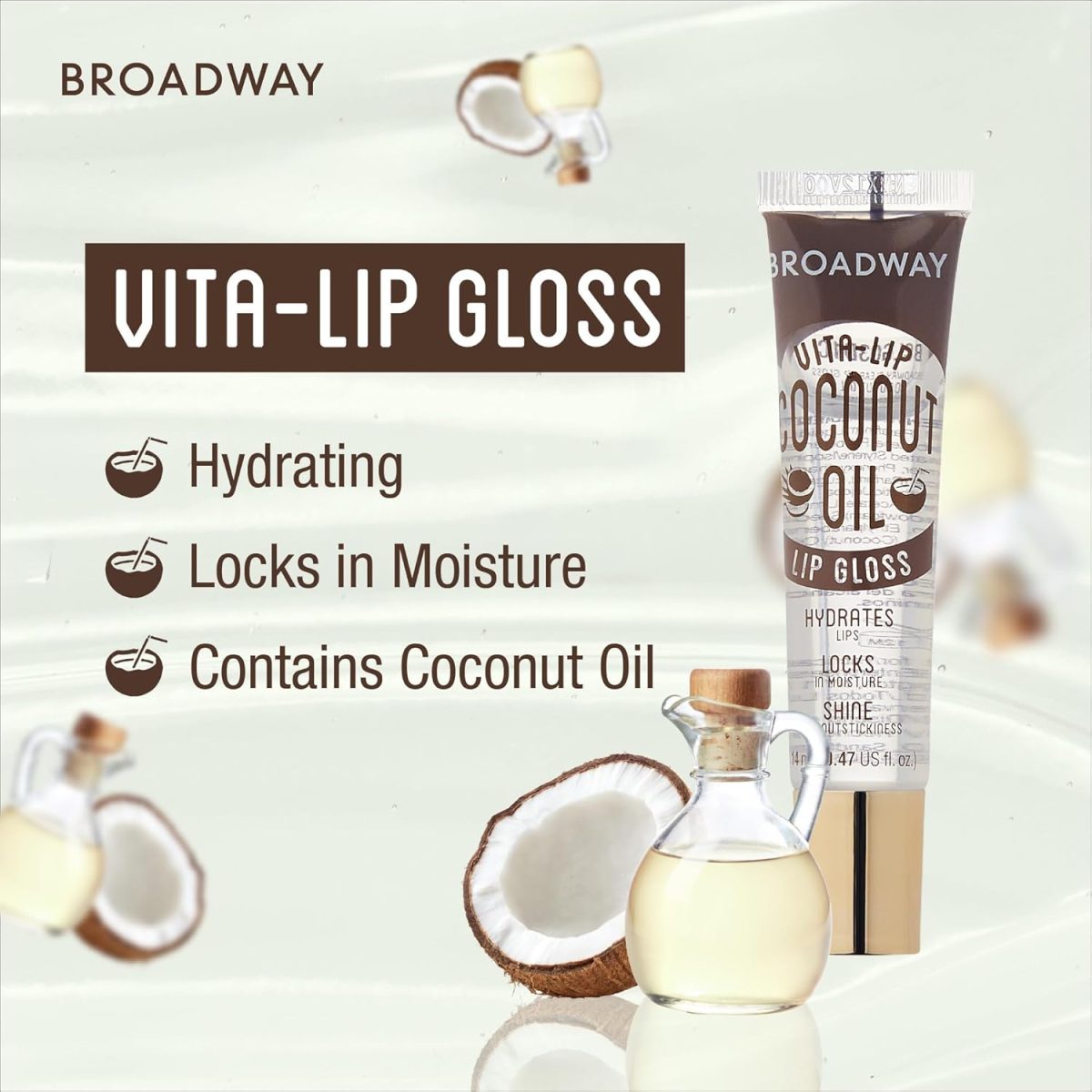 ⁦Kiss Broadway Clear Lip Gloss (Mint, Coconut, Rosehip Oil), Pack Of 6⁩ - الصورة ⁦4⁩