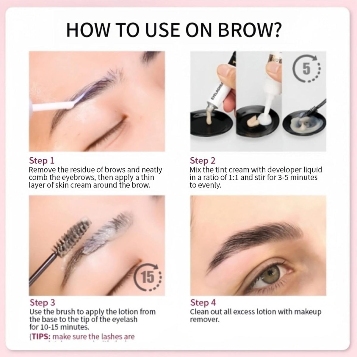 ⁦Eyebrow Tint Kit - Eyebrow and Eyelash Tint - Eye Brow Dye Kit - Lasts 6 Weeks, Waterproof - Fast & Easy to Use, with All Tools - 15ml (Black)⁩ - الصورة ⁦6⁩