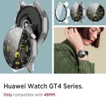 ⁦Azonee 2 Pack Case Compatible with Huawei Watch GT4 46mm, Hard PC Bumper with HD Clear Tempered Glass Screen Protector, Shell with Scale, Full Protection Slim Cover for Huawei Watch GT4 (Clear+Black)⁩ - الصورة ⁦2⁩