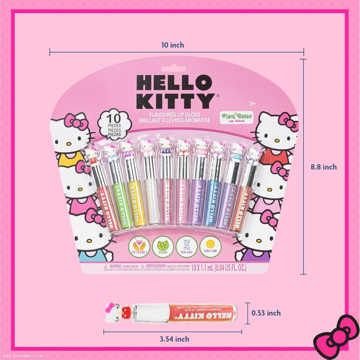 ⁦Hello Kitty 10 Piece Plant Based Lip Gloss, Girls Party Favors, First Makeup Set for Girl, Perfect for Parties, Sleepovers, and Birthday Gifts, Ages 3+, by Townley Girl⁩ - الصورة ⁦7⁩