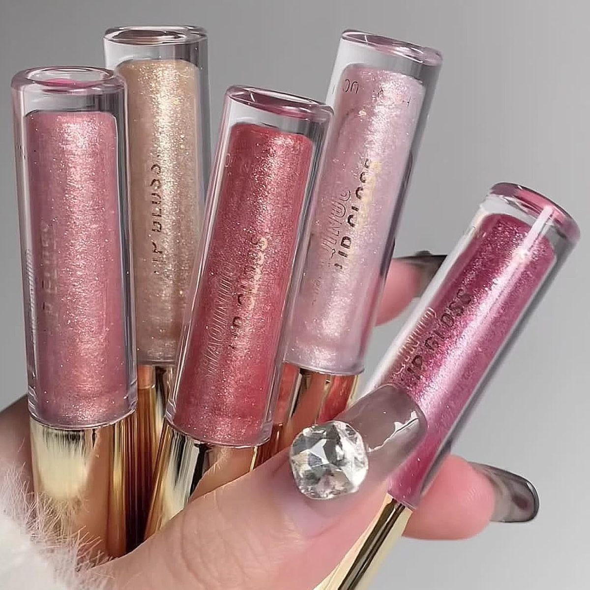 ⁦MAKINGTEC 5 Colors Shimmery Glitter Lip Gloss Liquid Lipstick Set, Plumping Hydrating Lip Glow Oil, Instense High Reflective Color Lipstick Makeup⁩ - الصورة ⁦3⁩