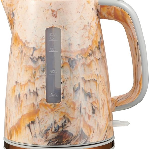 Koolen Marble Effect Electric Kettle, 2200W, 1.7L, Orange Marble