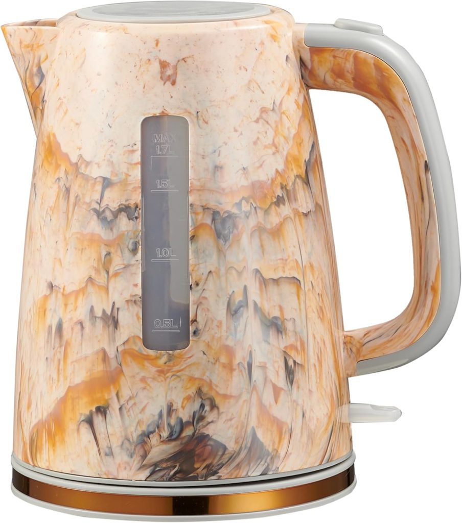 Koolen Marble Effect Electric Kettle, 2200W, 1.7L, Orange Marble