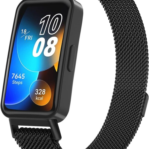 Metal Strap for Huawei Band 9/Huawei Band 8 Strap, Adjustable Stainless Steel Strap with Magnetic Buckle for Huawei Band 9/8 Band Women Men