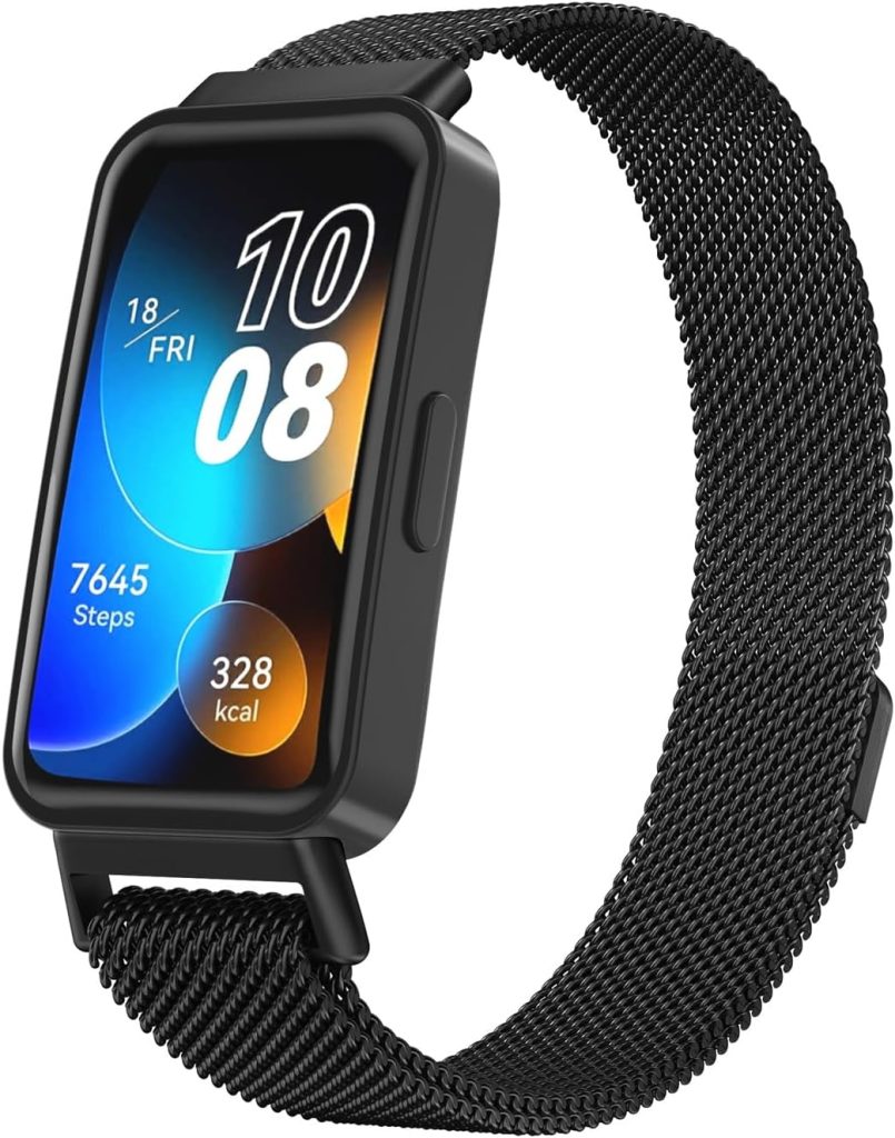 Metal Strap for Huawei Band 9/Huawei Band 8 Strap, Adjustable Stainless Steel Strap with Magnetic Buckle for Huawei Band 9/8 Band Women Men