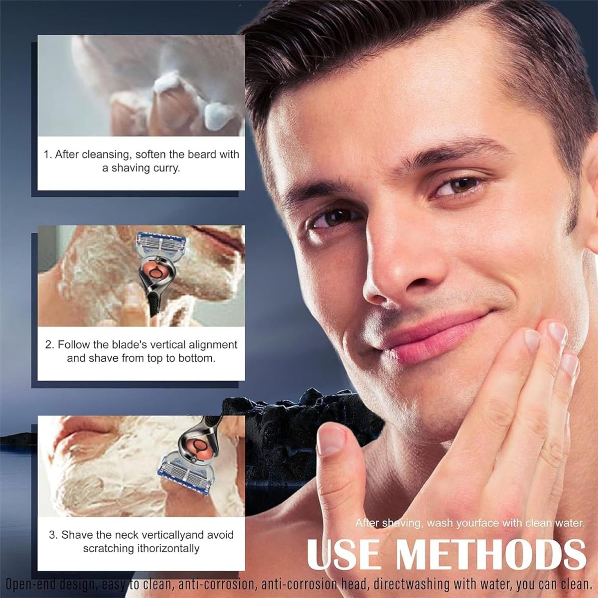 ⁦Joyzzz Razor Blade Refills, 12Pack Safety Razors Blade with Precision Beard Trimmer, Comfort Shave Blades with Dual Lubrication, Easy to Install and Rinse, Shaving Blade for Mens Compatible Fusion 5⁩ - الصورة ⁦5⁩