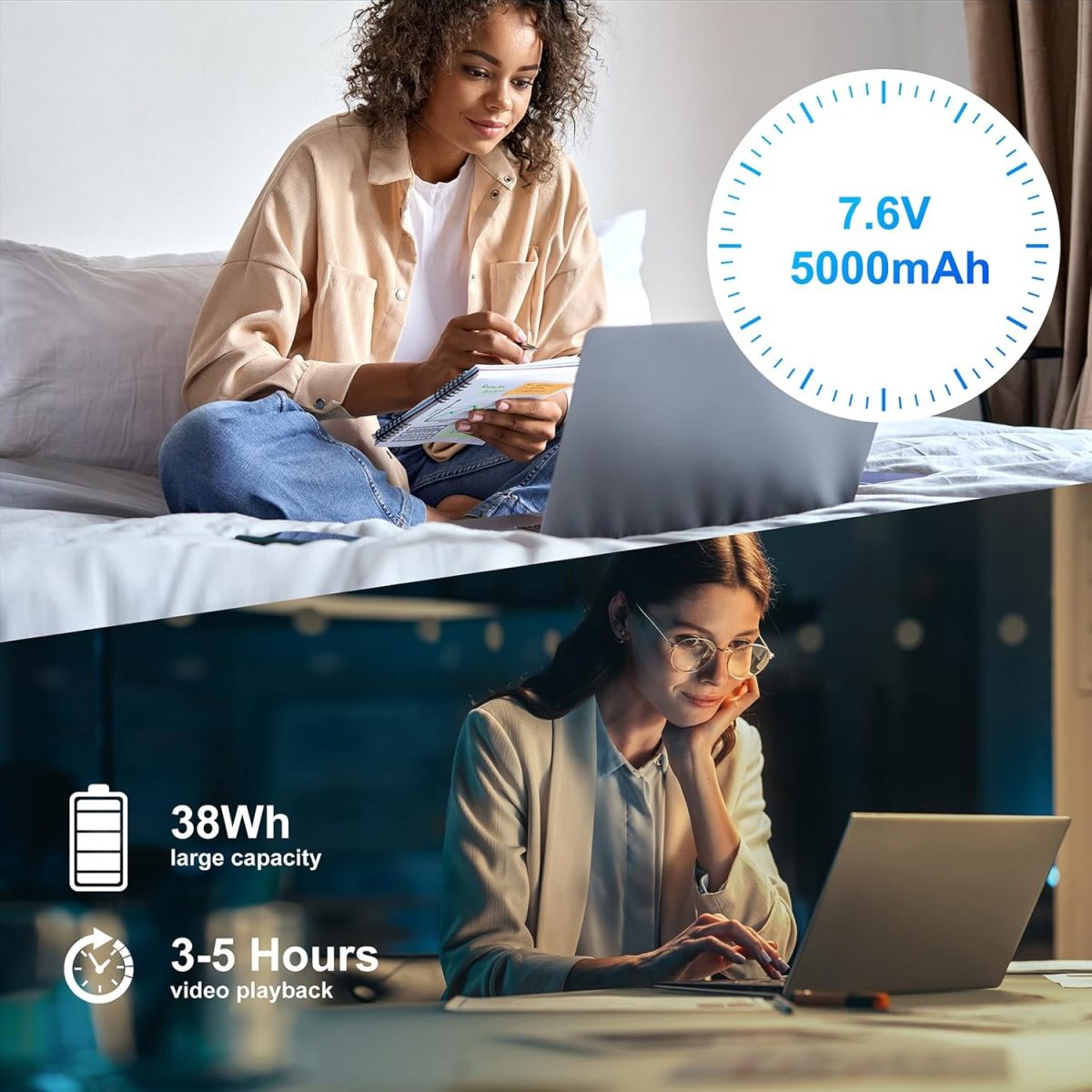 ⁦DREAMFYRE 16.1" Laptop - 2.5K HD Laptop PC 16GB RAM 512GB SSD, Quad-Core N95 Processor (up to 3.4 GHz) Portable Laptop Computer with Touch ID, WiFi, BT4.2, Suitable for Business/Entertainment⁩ - الصورة ⁦9⁩