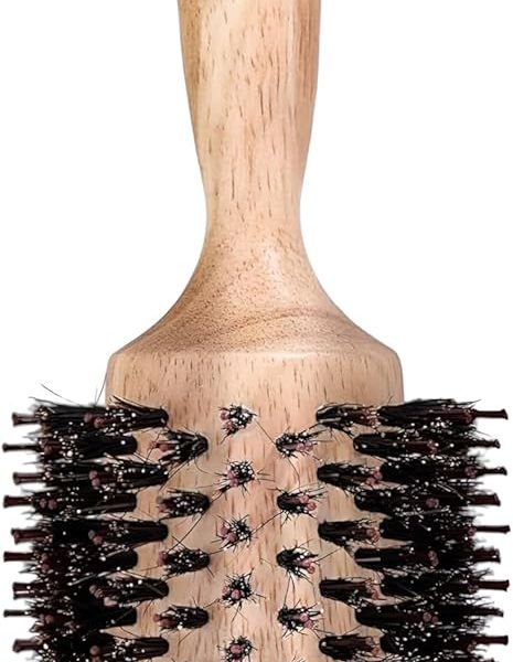 Round Hair Brush, 23.1 cm Wooden Handle, Professional Styling Brush for Volume and Precision, Blow Dry Roller Brush for Straightening and Curling, Anti Static Roller Hairbrush for Men Women