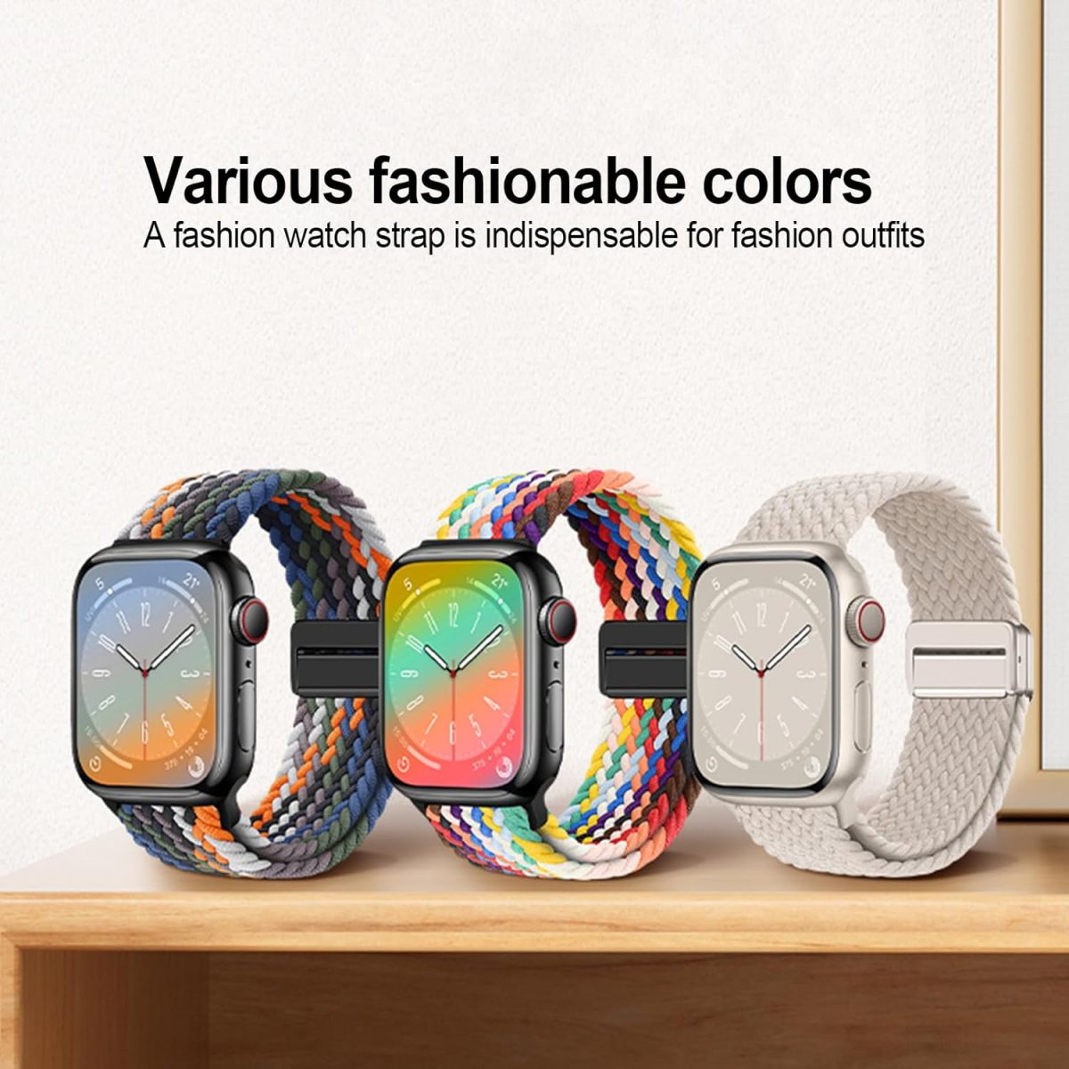 ⁦KEYSJEFF Compatible with Apple Watch Strap 45mm 44mm 42mm 41mm 40mm, Braided Nylon Sport Band Adjustable Elastics Magnetic Buckle Straps for Iwatch Series 9/8/7/6/SE/5/4⁩ - الصورة ⁦6⁩