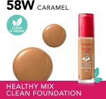 ⁦Bourjois Healthy Mix Clean Foundation – Liquid Foundation, Vegan Formula, Makeup – 58W Caramel, 30ml (1.1oz)⁩ - الصورة ⁦2⁩