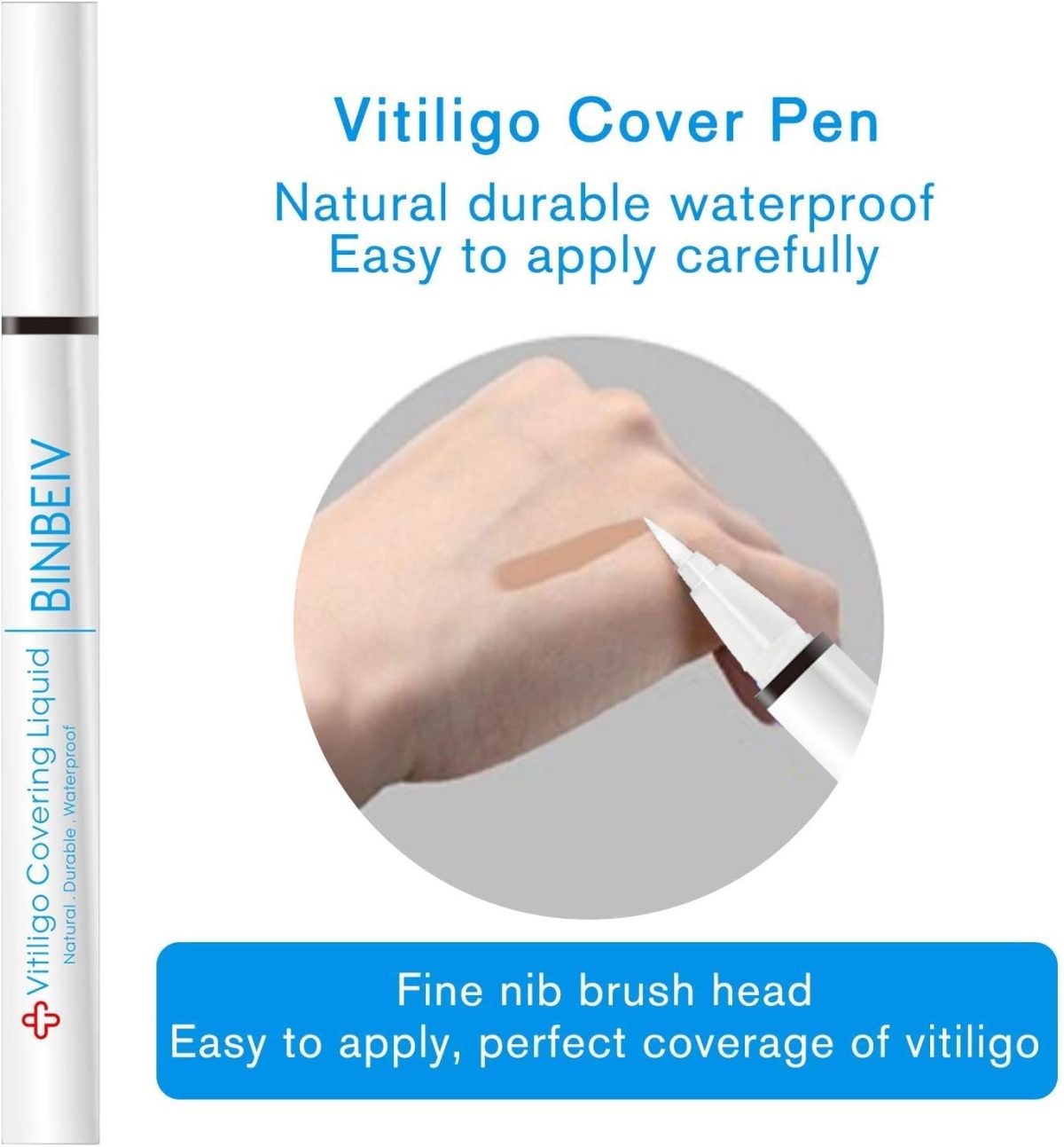 ⁦BINBEIV Vitiligo Cosmetic Camouflage Liqui, Cover appearance of Skin Depigmentation, Natural-Durable-Waterproof, Makeup Cover Waterproof, Used on face, hands and body⁩ - الصورة ⁦6⁩