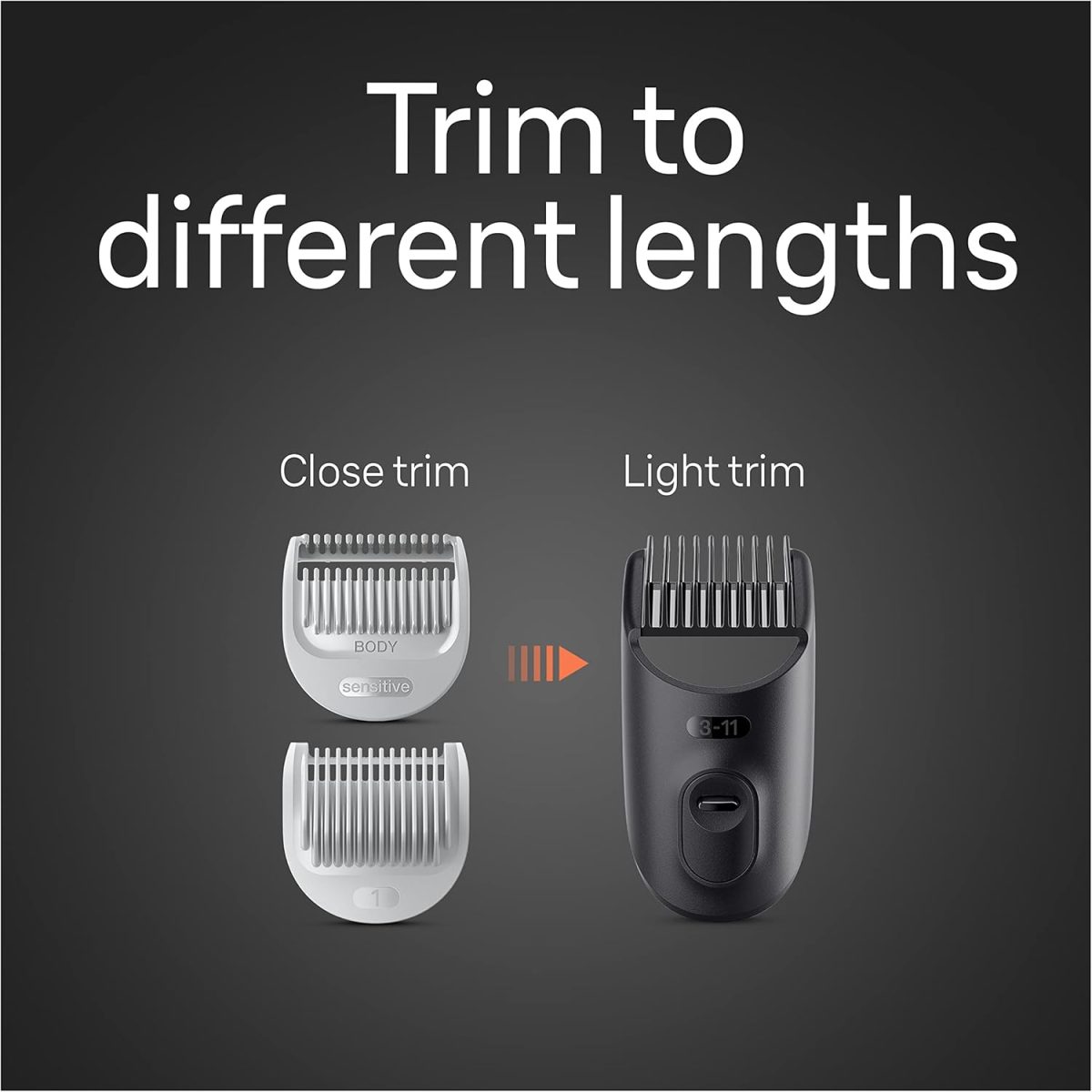⁦Braun Body Groomer 5 for Men, BG5340, Manscaping Tool, SkinShield Technology, Sensitive Comb, Lifetime Sharp Metal Blade, Body Groomer for Men, Gray/White⁩ - الصورة ⁦9⁩