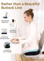 ⁦Travel Ease Ergonomic Seat Cushion, Premium Memory Foam Chair Pad with Anti-Slip Base for Long Hours Sitting Comfort, Hip Support Pillow for Office Chair, Car Seat, Home Use (Black)⁩ - الصورة ⁦2⁩