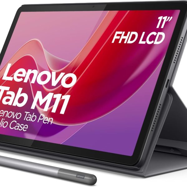 Lenovo Tab M11 Android Tablet | 11 Inch Full HD 1200p | 128 GB | Lenovo Tab Pen + Folio Case | WiFi | 4 GB RAM | Luna Grey | Designed for Portable Entertainment