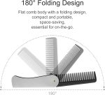 ⁦Stainless Steel Folding Comb, Pocket Comb For Men, Bread Mustache Comb, Hair And Beard Comb With Cover For Men, Ideal For Grooming, Detangling, And Styling (3 Pcs)⁩ - الصورة ⁦4⁩