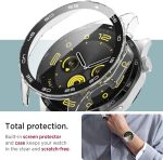 ⁦Azonee 2 Pack Case Compatible with Huawei Watch GT4 46mm, Hard PC Bumper with HD Clear Tempered Glass Screen Protector, Shell with Scale, Full Protection Slim Cover for Huawei Watch GT4 (Clear+Black)⁩ - الصورة ⁦6⁩