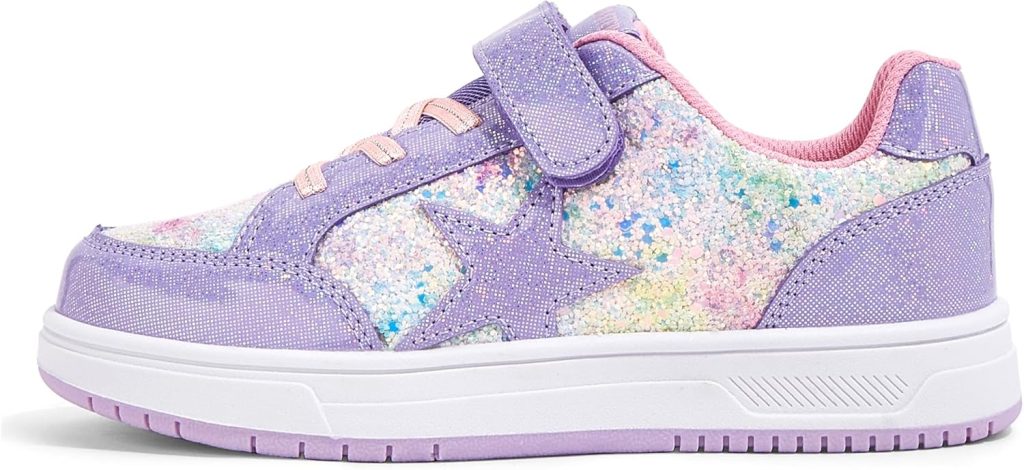 LUCKY STEP Kid's Glitter Walking Shoes Shiny Sparkly Sequins Fashion Sneakers Hook and Loop Athletic Unisex-Child Casual Running for Children/Boys/Girls