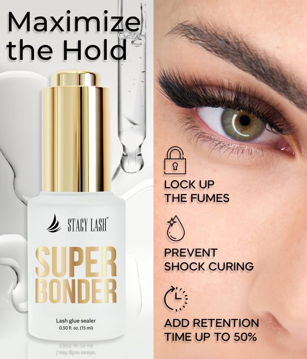⁦Super Bonder for Lash Extensions by Stacy Lash/Locks Eyelash Glue Fumes/Lash Extension Primer Complement/Lash Bonder for Mink Individual Lashes/Eyelash Extension Supplies⁩ - الصورة ⁦2⁩