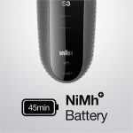 ⁦Braun Series 3 3-in-1 Electric Shaver, Beard Trimmer with 5 Comb Attachments, Wet & Dry, 45 Minutes Battery Life, Rechargeable and Wireless Shaver, Black/Grey⁩ - الصورة ⁦4⁩
