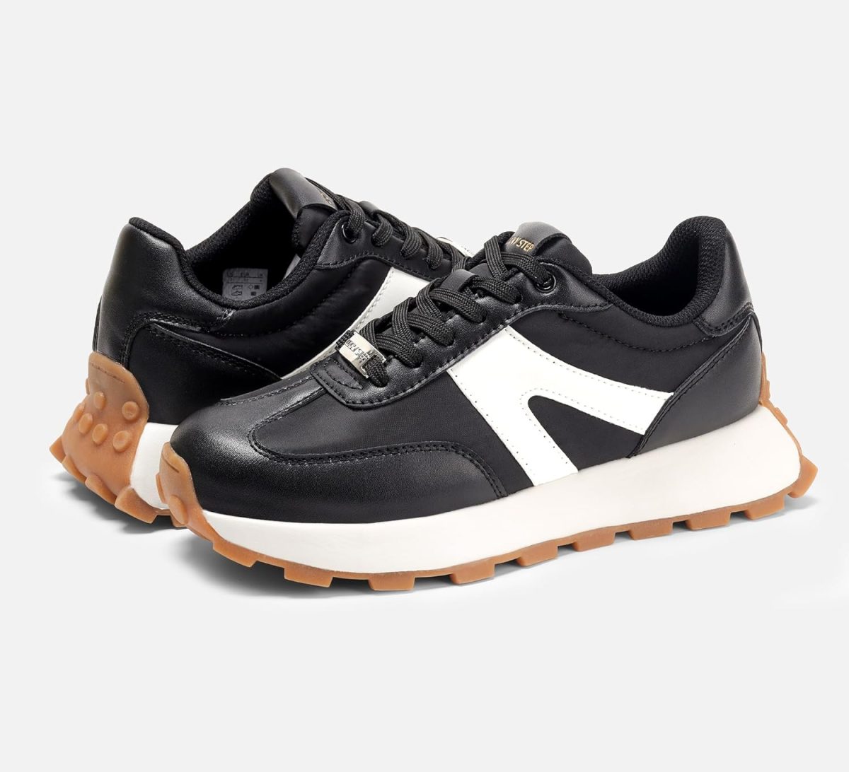 ⁦LUCKY STEP Women's Platform Fashion Sneakers Retro Classic Trainers Casual Lace-up Stylish Tennis Running Walking Shoes⁩ - الصورة ⁦5⁩