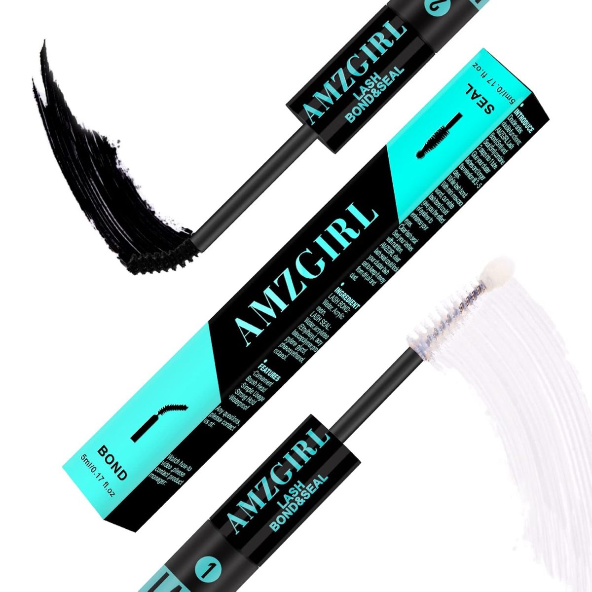 AMZGIRL LASH Bond and Seal Eyelash Clusters Glue House of Clusters Mascara Wall Glue 10 ml Long Lasting 72 Hours Black Eyelash Clusters Glue + Eyelash Seal 2 in 1 DIY Eyelash Clusters (Black)