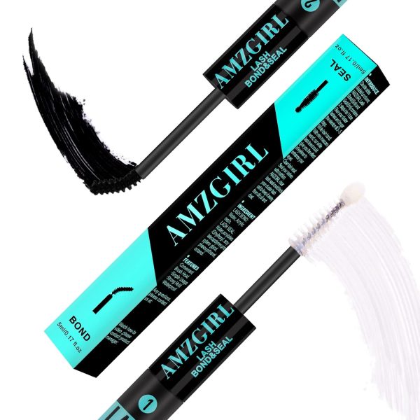 AMZGIRL LASH Bond and Seal Eyelash Clusters Glue House of Clusters Mascara Wall Glue 10 ml Long Lasting 72 Hours Black Eyelash Clusters Glue + Eyelash Seal 2 in 1 DIY Eyelash Clusters (Black)