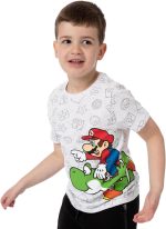 ⁦Super Mario Nintendo and Yoshi Boy's Kids Grey Character T-Shirt Top⁩ - الصورة ⁦3⁩