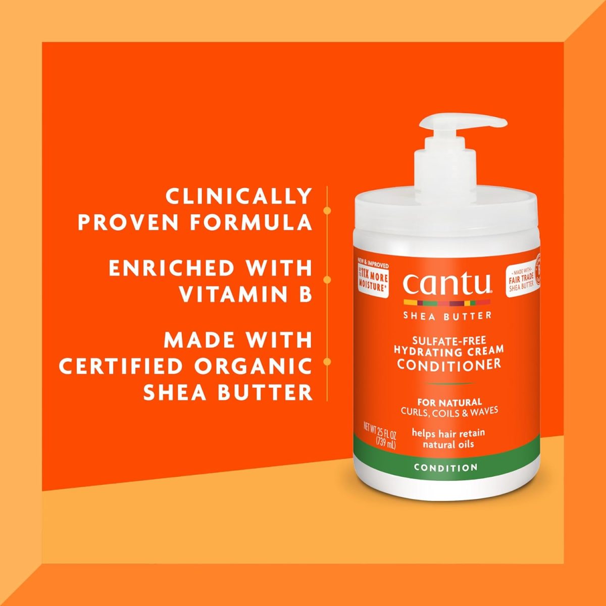 ⁦Cantu Sulfate-Free Hydrating Cream Conditioner with Shea Butter for Natural Hair, 25 fl oz (Packaging May Vary)⁩ - الصورة ⁦3⁩