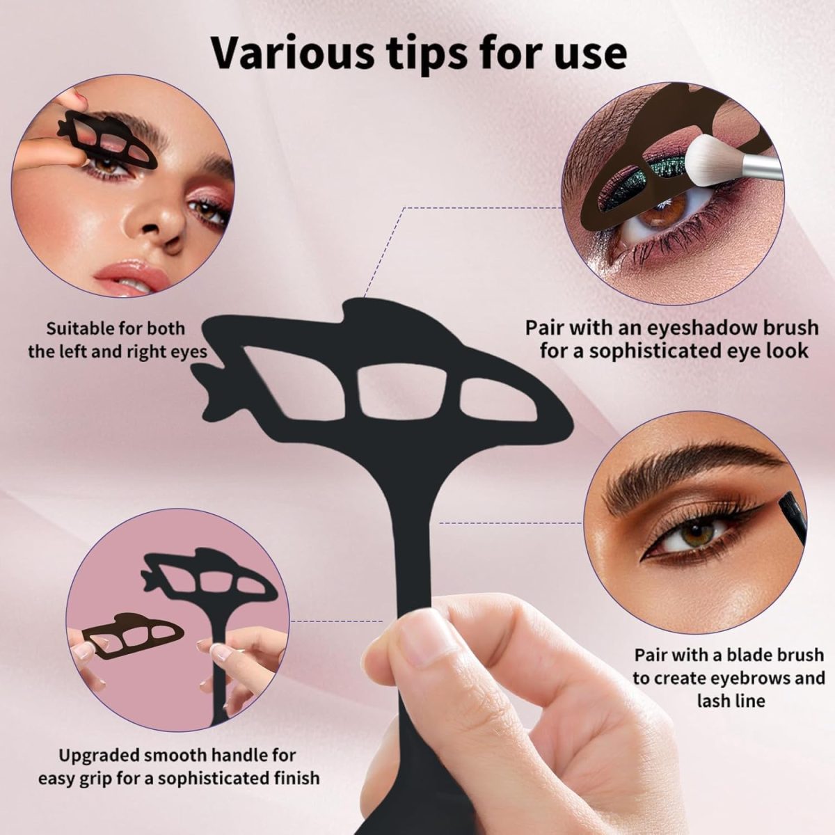 ⁦Azonee Reusable Eyeshadow Stencil Tool – Quick Eye Makeup Guide & Eyeliner Template for Women, Easy-to-Use Eyeshadow Aid for Flawless Application⁩ - الصورة ⁦3⁩