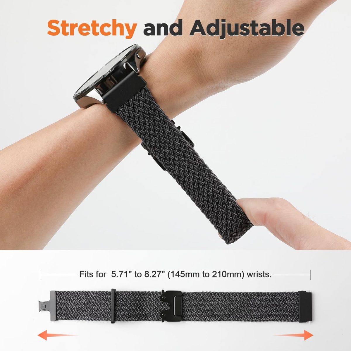 ⁦Compatible with Huawei Watch GT 5 46mm Strap,22mm Woven Nylon Replacement Straps for GT 4 46mm, One-click Replacement Strap for Watch 4/4 Pro/Ultimate with Parachute Buckle⁩ - الصورة ⁦5⁩