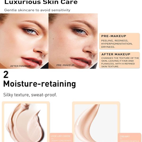 Azonee Moisturizing Liquid Foundation, Silky Long-Wear Concealer, Sheer to Full Coverage for Dewy, Natural Glow, Suitable for All Skin Types (#01)
