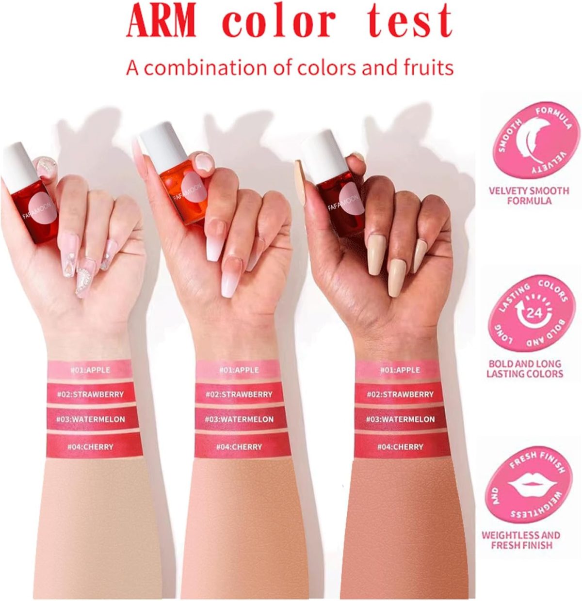 ⁦Bekoeen 4PCS Lip Tint Stain Set, Mini Liquid Water Tint,Korean Lip Gloss Moisturizing Natural,Long Lasting Waterproof,Multi-Use Lip and Cheek Tint⁩ - الصورة ⁦6⁩