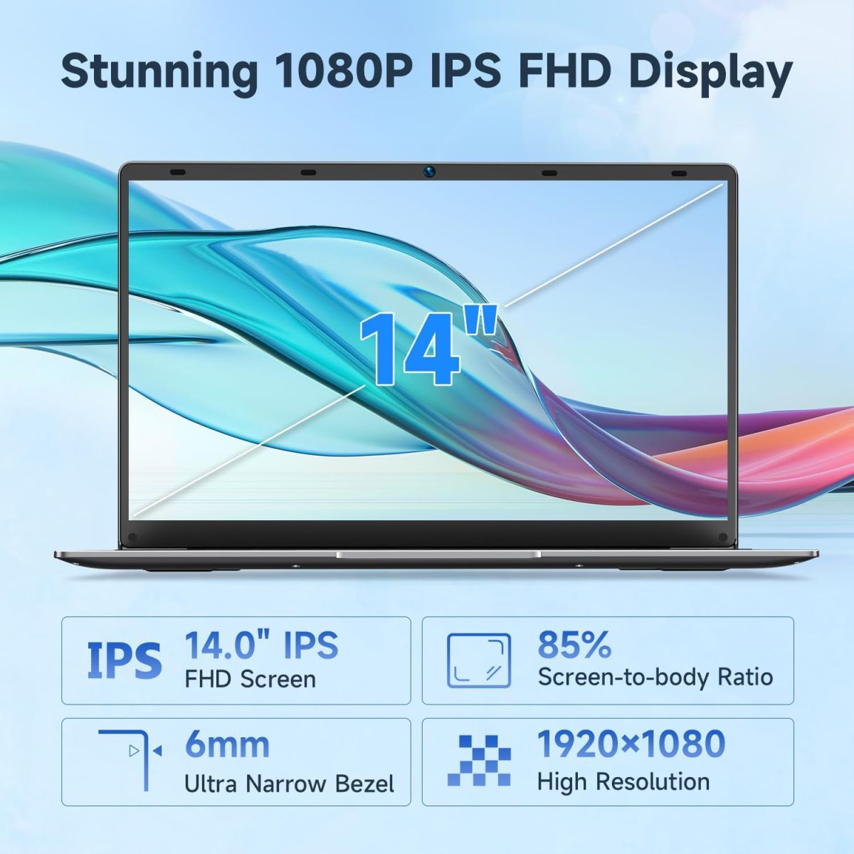 ⁦Bmax 14 inch Laptop Computer, 8GB RAM/256GB SSD, FHD IPS Display, Intel N5000 Processor, WiFi 5, BT 5.0, Long Lasting Battery, Slim Laptop⁩ - الصورة ⁦4⁩